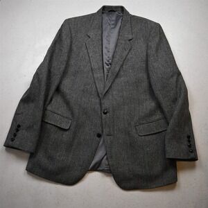 Vtg Joe Namath 48L Gray Herringbone Wool Tweed Mens Blazer Jacket Sport Coat